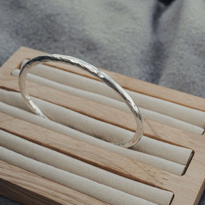 Gental Gems by Karat Kings | Adjustable Hammered Style Bangle/kadaa/Handcuff for Men & Boys |  Sterling Silver Bracelet