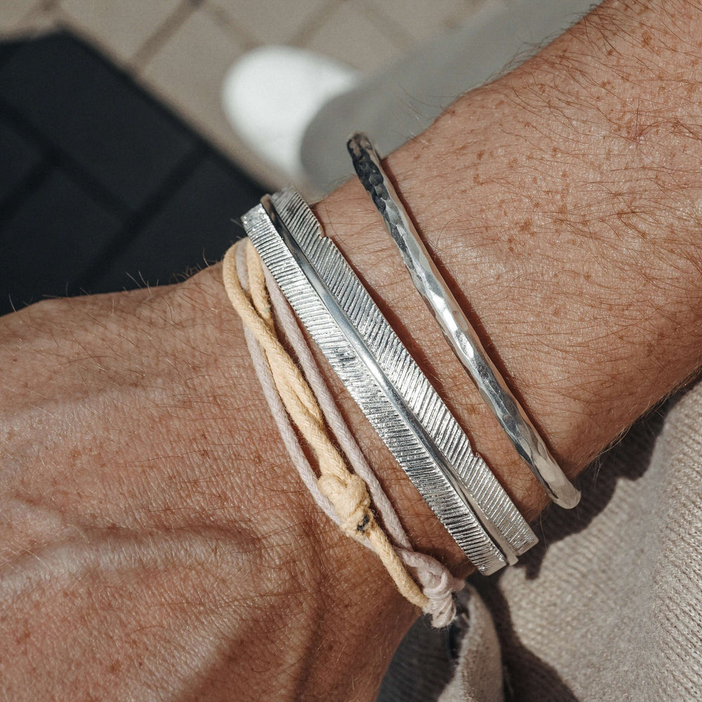 Gental Gems by Karat Kings | Adjustable Feather Style Bangle/kadaa/Handcuff for Men & Boys |  Sterling Silver Bracelet