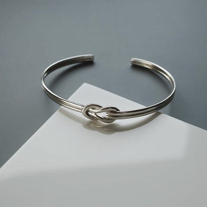 Gental Gems by Karat Kings | Adjustable Unique Knot Designed Bangle/kadaa/Handcuff for Men & Boys |  Sterling Silver Bracelet