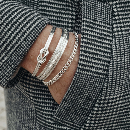 Gental Gems by Karat Kings | Adjustable Unique Knot Designed Bangle/kadaa/Handcuff for Men & Boys |  Sterling Silver Bracelet