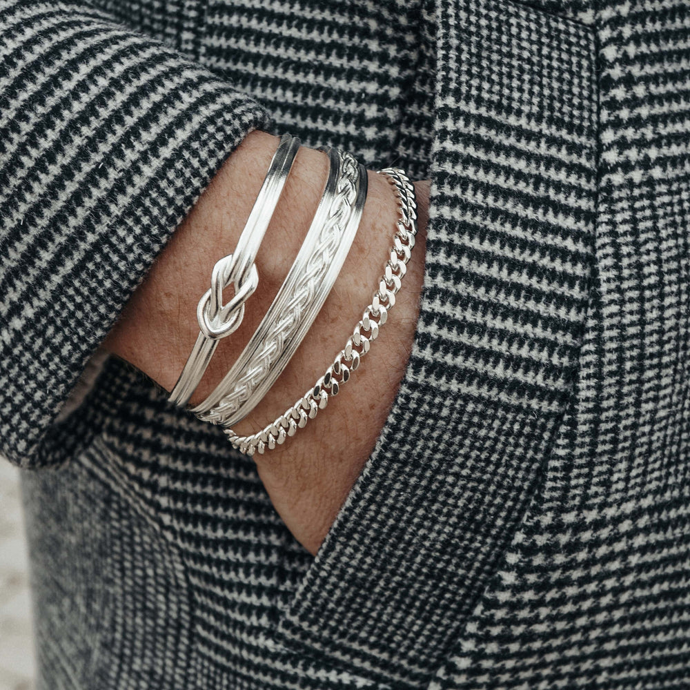 Gental Gems by Karat Kings | Adjustable Braided Style Bangle/kadaa/Handcuff for Men & Boys |  Sterling Silver Bracelet
