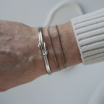 Gental Gems by Karat Kings | Adjustable Unique Knot Designed Bangle/kadaa/Handcuff for Men & Boys |  Sterling Silver Bracelet
