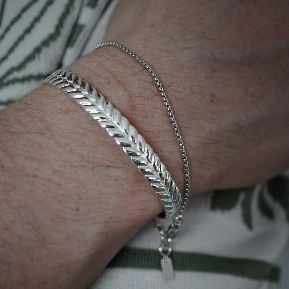 Gental Gems by Karat Kings | Adjustable Leaf Style Bangle/kadaa/Handcuff for Men & Boys |  Sterling Silver Bracelet