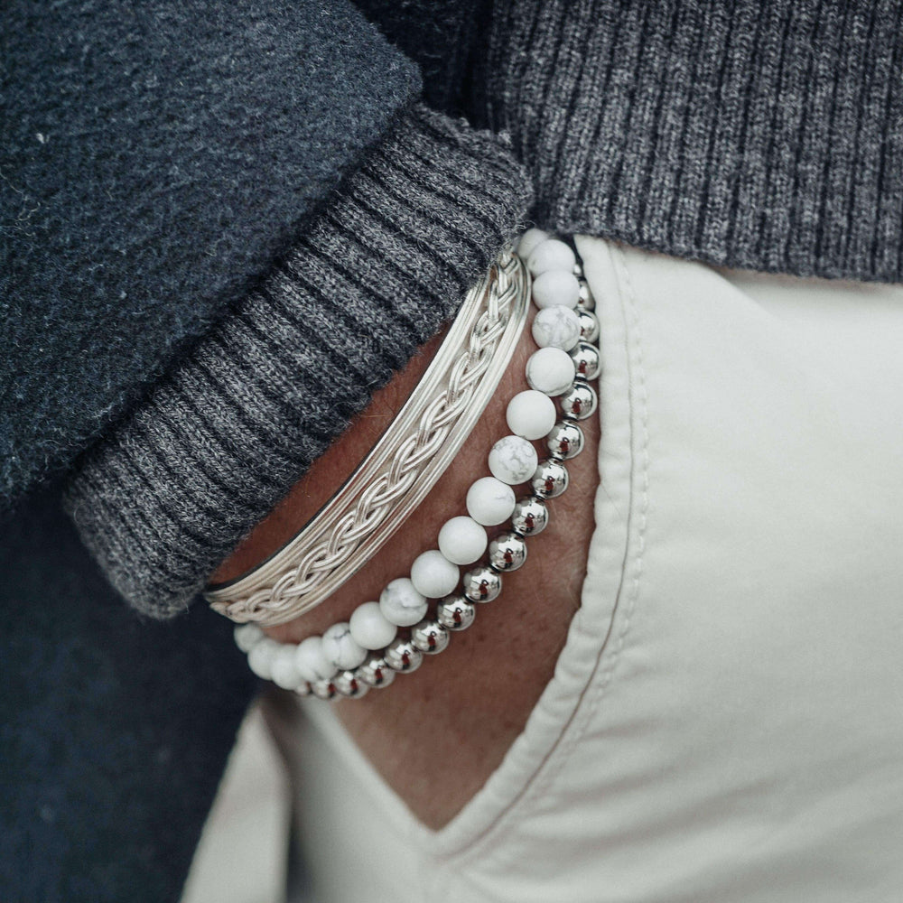 Gental Gems by Karat Kings | Adjustable Braided Style Bangle/kadaa/Handcuff for Men & Boys |  Sterling Silver Bracelet