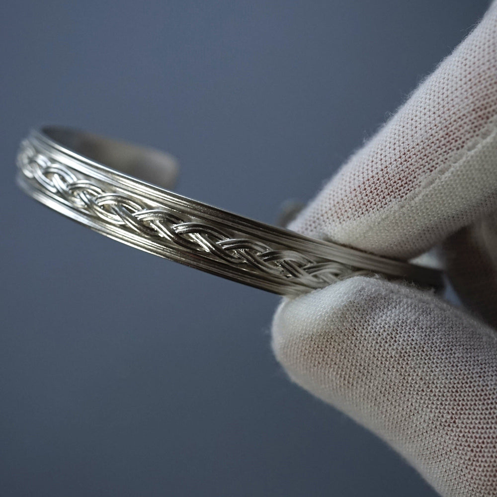 Gental Gems by Karat Kings | Adjustable Braided Style Bangle/kadaa/Handcuff for Men & Boys |  Sterling Silver Bracelet