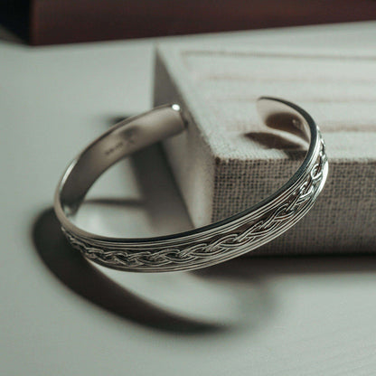 Gental Gems by Karat Kings | Adjustable Braided Style Bangle/kadaa/Handcuff for Men & Boys |  Sterling Silver Bracelet
