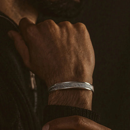 Gental Gems by Karat Kings | Unique Style Oxidized Sterling Silver Bangle/kadaa/Handcuff for Men & Boys |  Sterling Silver Bracelet