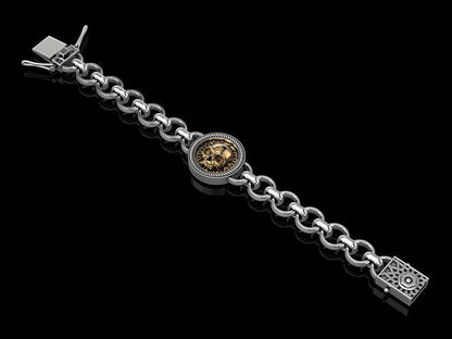 Gental Gems by Karat Kings | Unique Designed Skull Bracelet for Men | Biker Bracelet for Men |  Sterling Silver Bracelet