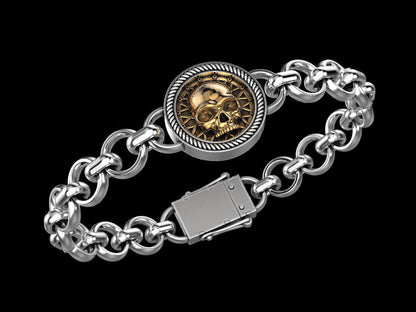 Gental Gems by Karat Kings | Unique Designed Skull Bracelet for Men | Biker Bracelet for Men |  Sterling Silver Bracelet