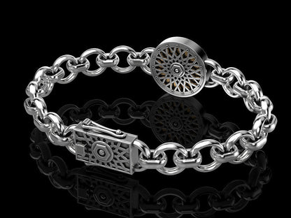 Gental Gems by Karat Kings | Unique Designed Skull Bracelet for Men | Biker Bracelet for Men |  Sterling Silver Bracelet
