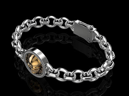 Gental Gems by Karat Kings | Unique Designed Skull Bracelet for Men | Biker Bracelet for Men |  Sterling Silver Bracelet
