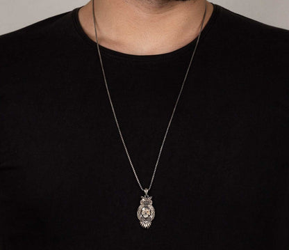 Gental Gems by Karat Kings | Unique Designed Owl with Skull Pendant for Men |  Sterling Silver Oxidized Pendant | Men's Jewelry | With Certificate of Authenticity and  Hallmark