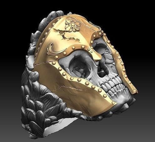 Gental Gems by Karat Kings | Unique Designed Warrior Skull Ring |  Sterling Silver Oxidized Ring | Men's Jewelry | With Certificate of Authenticity and  Hallmark
