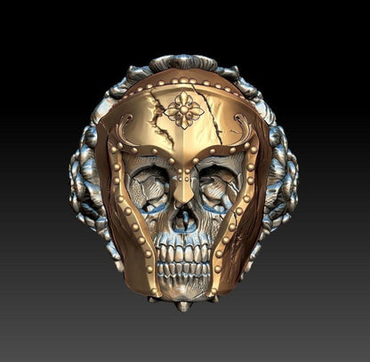 Gental Gems by Karat Kings | Unique Designed Warrior Skull Ring |  Sterling Silver Oxidized Ring | Men's Jewelry | With Certificate of Authenticity and  Hallmark