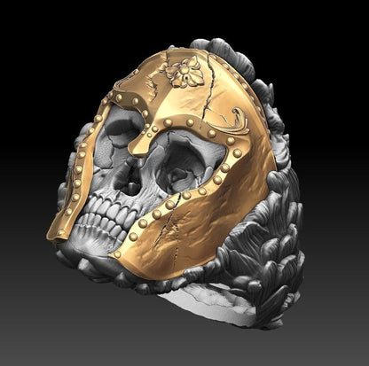 Gental Gems by Karat Kings | Unique Designed Warrior Skull Ring |  Sterling Silver Oxidized Ring | Men's Jewelry | With Certificate of Authenticity and  Hallmark