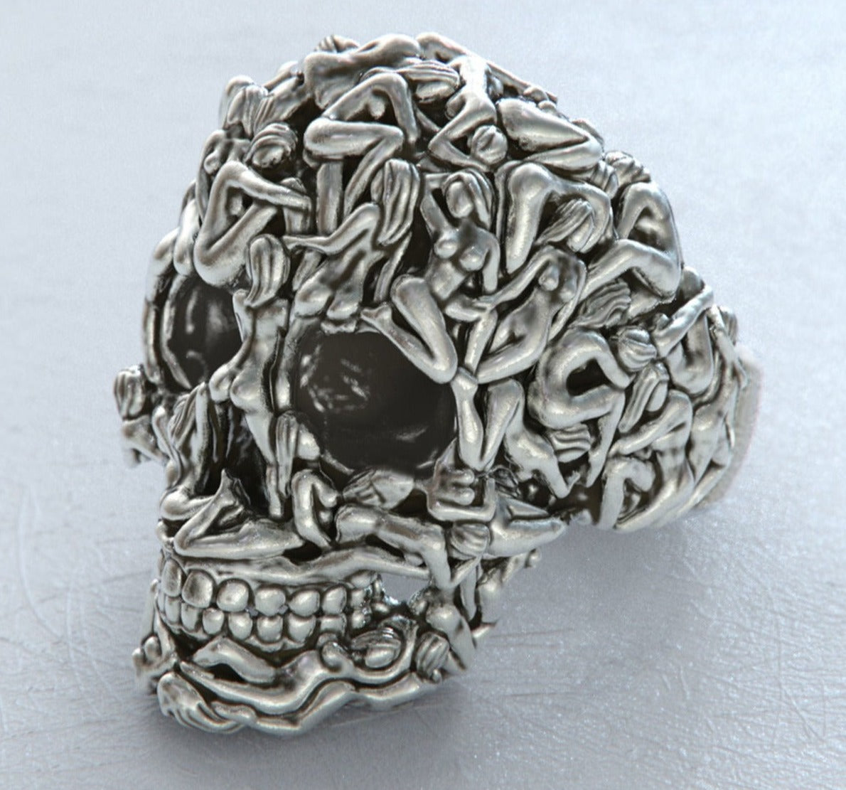 Gental Gems by Karat Kings | Unique Designed Women's Body Skull Ring |  Sterling Silver Oxidized Ring