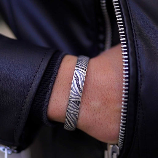 Gental Gems by Karat Kings | Adjustable Modern Style Bangle/kadaa/Handcuff for Men & Boys |  Sterling Silver Bracelet | Men's Jewelry | With Certificate of Authenticity and  Hallmark