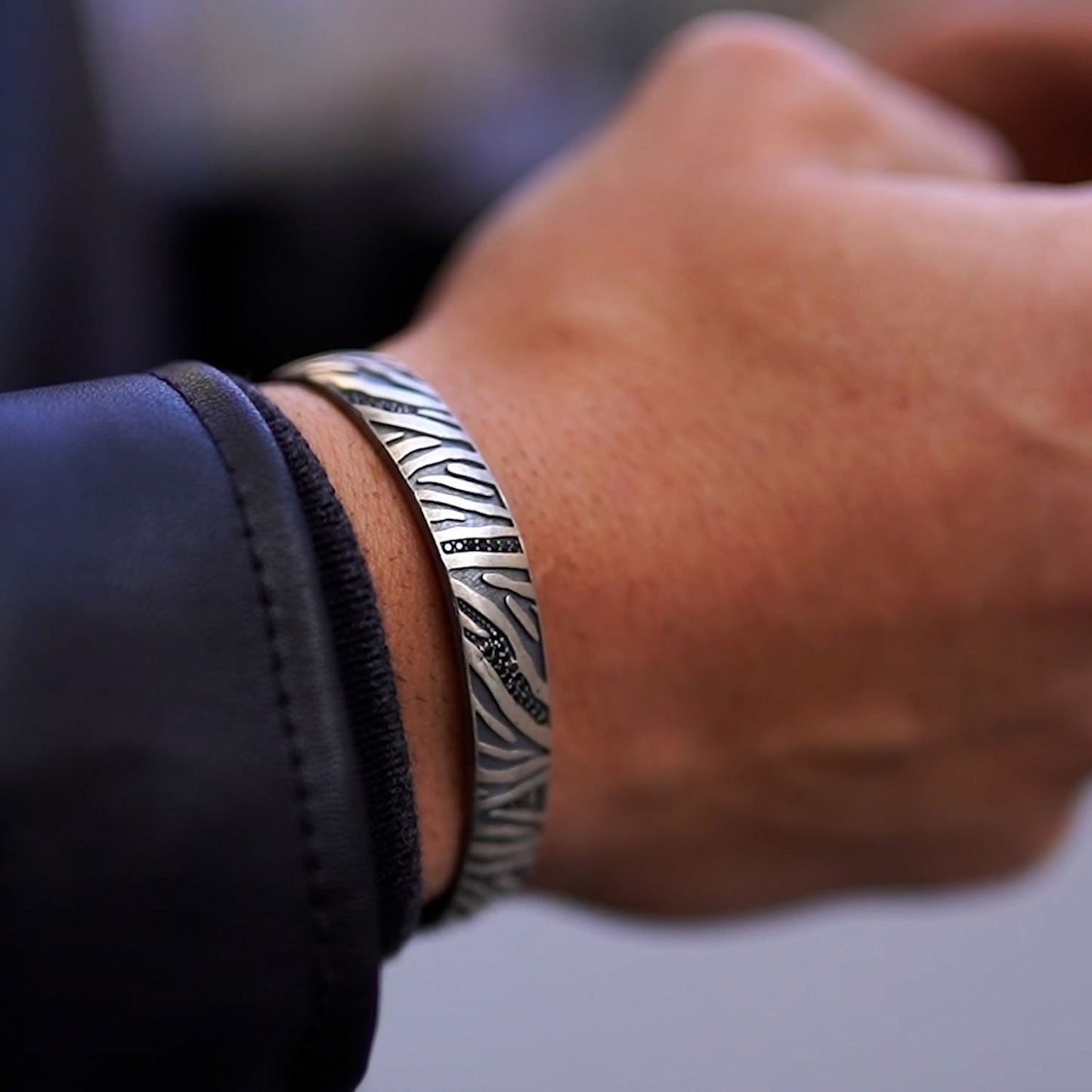 Gental Gems by Karat Kings | Adjustable Modern Style Bangle/kadaa/Handcuff for Men & Boys |  Sterling Silver Bracelet