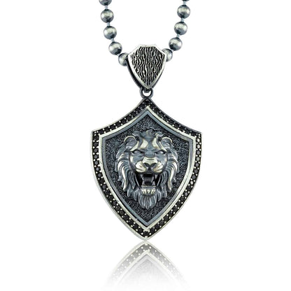 Gental Gems by Karat Kings | Unique Designed Lion Pendant for Men |  Sterling Silver Oxidized Pendant