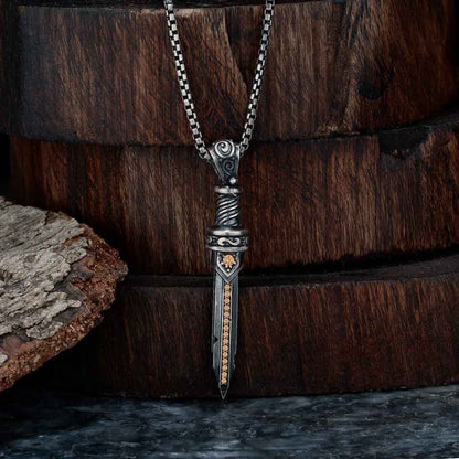 Gental Gems by Karat Kings | Unique Designed Sword Pendant Studded with Cubic Zircons for Men |  Sterling Silver Oxidized Pendant | Men's Jewelry | With Certificate of Authenticity and  Hallmark