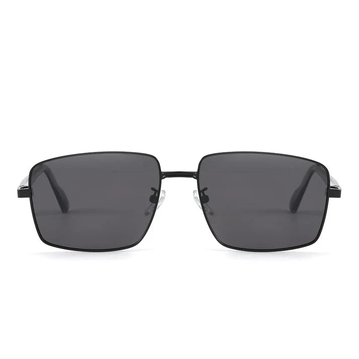 Stainless Steel Frame Black Lenses Sunglasses for Men