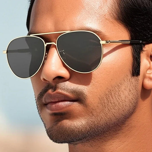 Gold Frame with Black Lens Sunglasses