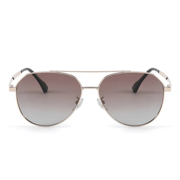 Gold Frame with Gradient Tea Lens Sunglasses