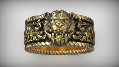 Gental Gems by Karat Kings | Unique Designed Solid 3D Tiger Face Band Ring |  Sterling Silver Oxidized Ring | Men's Jewelry | With Certificate of Authenticity and  Hallmark