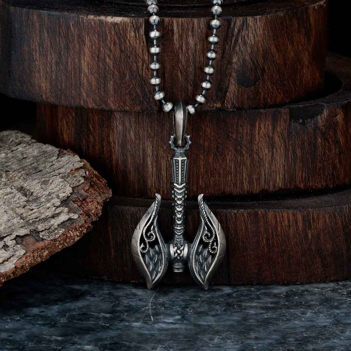 Gental Gems by Karat Kings | Unique Viking War Axe Designed Pendant for Men |  Sterling Silver Oxidized Pendant | Men's Jewelry | With Certificate of Authenticity and  Hallmark