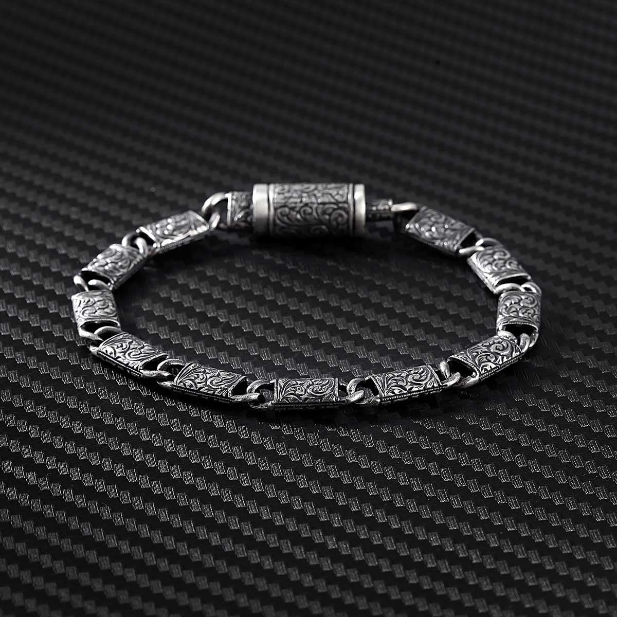 Gental Gems by Karat Kings | Unique Hand Engraved Vintage Oxidized Bracelet |  Sterling Silver Bracelet | Men's Jewelry | With Certificate of Authenticity and  Hallmark