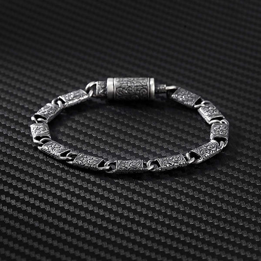 Gental Gems by Karat Kings | Unique Hand Engraved Vintage Oxidized Bracelet |  Sterling Silver Bracelet | Men's Jewelry | With Certificate of Authenticity and  Hallmark