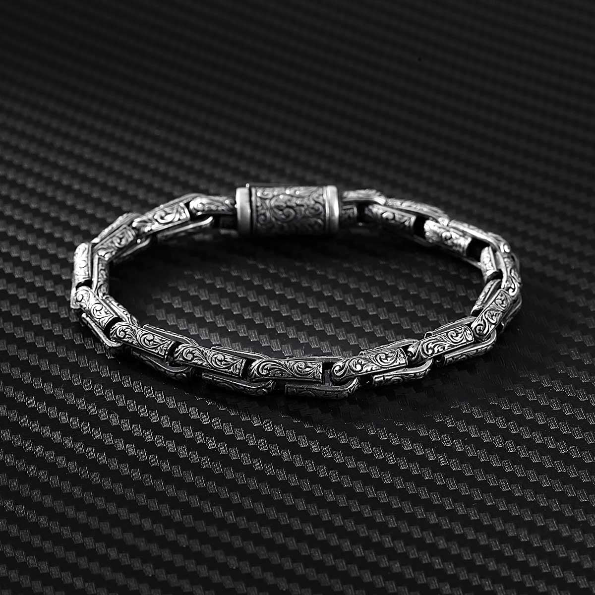 Gental Gems by Karat Kings | Unique Hand Engraved Vintage Oxidized Bracelet |  Sterling Silver Bracelet