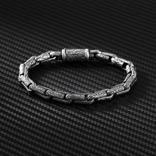 Gental Gems by Karat Kings | Unique Hand Engraved Vintage Oxidized Bracelet |  Sterling Silver Bracelet | Men's Jewelry | With Certificate of Authenticity and  Hallmark